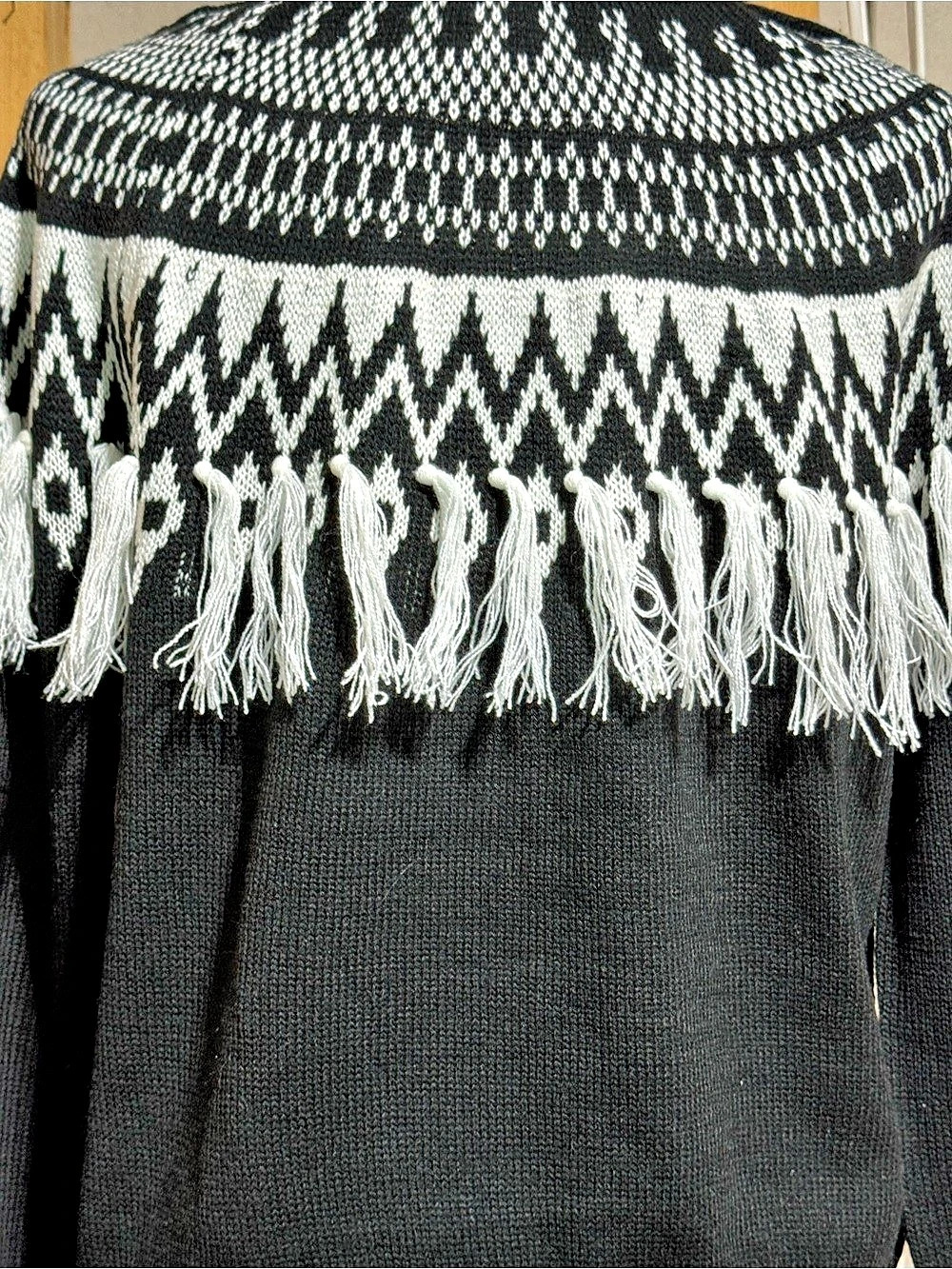 Cato Black & White Fringe Turtleneck Sweater Size Medium NWT - Picture 6 of 7